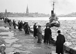 Bogserbåten Hugin vid Norr Mälarstrand 1959