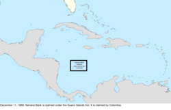 Map of the change to the United States in the Caribbean Sea on December 11, 1868