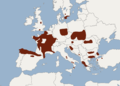 Aire de répartition du Murin d'Alcathoé