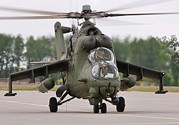 The twin bubble canopies of the Mil Mi-24 Hind helicopter