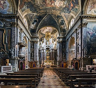 The nave toward the Baroque main altar