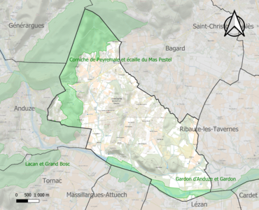 Carte des ZNIEFF de type 1 sur la commune.