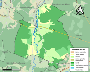 Carte en couleurs présentant l'occupation des sols.