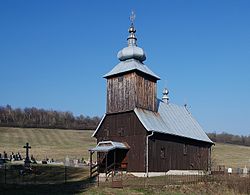 Wooden church in village