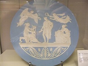 Apotheosis of Virgil; by John Flaxman; c.1776; jasperware; diameter: 41 cm; Harris Museum, Preston, Lancashire, UK[91]