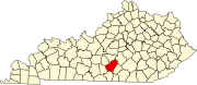 Map of Kentucky highlighting Adair County