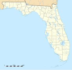 Mapa konturowa Florydy, blisko prawej krawiędzi na dole znajduje się punkt z opisem „Hard Rock Stadium”