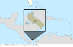 Map of the change to the United States in the Caribbean Sea on May 4, 1904