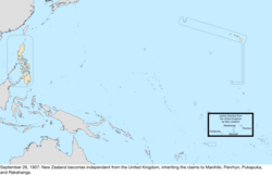 Map of the change to the United States in the Pacific Ocean on September 26, 1907