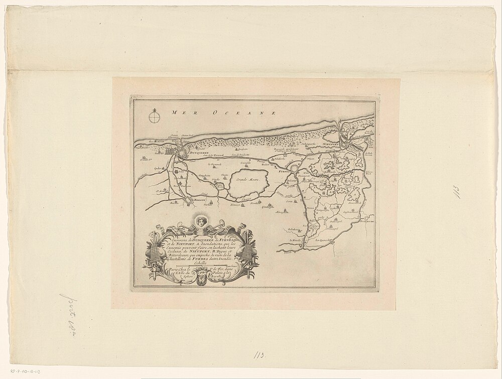 Le cours de l'Yser vers 1690-1696. Carte imprimée par Nicolas de Fer. Orthographe sur la carte : L'Isere.