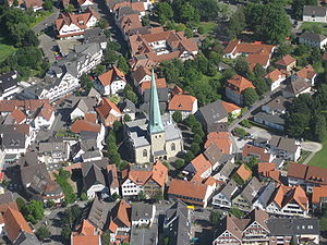 De kerk vanuit de lucht