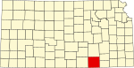 State map highlighting Cowley County