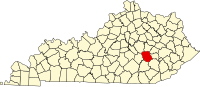 Map of Kentucky highlighting Jackson County