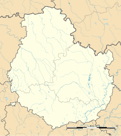 Mapa konturowa Côte-d’Or, po lewej nieco na dole znajduje się punkt z opisem „Thorey-sous-Charny”