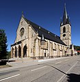 Pfarrkirche Sankt Jodok, Ansicht von Kreuzung Friedhofstraße/Hauptstraße