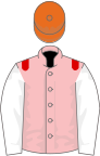 Pink, red epaulets, white sleeves, orange cap