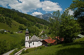 Le village de Maria Gern et son église du XVIIIe siècle.