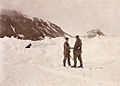 Møde mellem Fridtjof Nansen og Frederick George Jackson ved Kap Flora, Northbrookøen, i 1896 (opstillet billede).