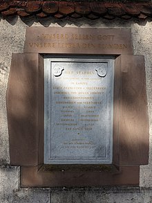 Gedenkinschrift, St.Jakobs Kirche, Jakobskapelle, in Basel