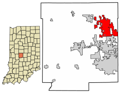 Location of Brownsburg in Hendricks County, Indiana.