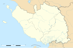 Mapa konturowa Wandei, na dole po prawej znajduje się punkt z opisem „La Taillée”