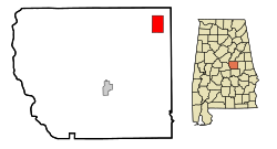 Location of Goodwater in Coosa County, Alabama.