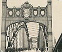 Queen Louise Bridge, which at the time connected the Lithuanian town Panemunė and Prussian city Tilsit, decorated with Vytis in 1937