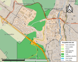 Carte en couleurs présentant l'occupation des sols.