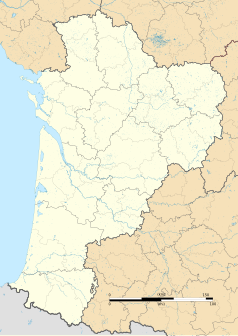 Mapa konturowa Nowej Akwitanii, na dole po lewej znajduje się punkt z opisem „Capbreton”