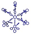 Primeira xeración dun dendrímero, un tipo especial de polímero que crece de forma fractal