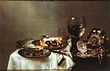 Mahlzeitstillleben Willem Claesz. Heda Stillleben mit Brombeerpastete, 1631, Öl auf Holz, 54 × 82 cm, Gemäldegalerie Alte Meister, Dresden