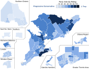 Support for Progressive Conservative Party candidates by riding