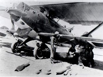 Sabiha Gökçen in front of a Breguet 19, circa 1937