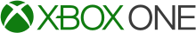 The Xbox One logo is a white shaded sphere with a green "X" on it followed by the green text "XBOX" and the gray text "ONE".