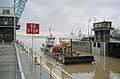 Coast Guard buoy tender Obion entering main lock at McAlpine Locks, 1999