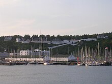 Ships docked in a harbor