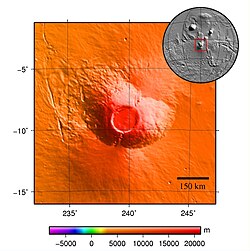 Topografická mapa Arsia Mons a okolí