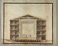 Progetto originario del Grand-Théâtre - 1784 Sezione trasversale a metà sala, a lato del proscenio