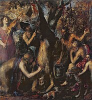 Castigu de Marsias Oleu sobre llenzu, 212 x 207 cm, Muséu Estatal (Kromeriz).