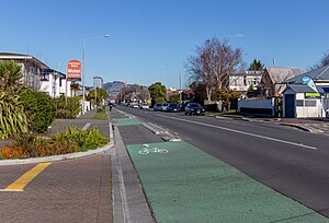 Colombo Street, St Albans, looking south towards the city centre