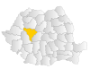 Map of Romania highlighting Alba County