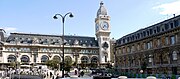 Outside the station, with its large clock tower