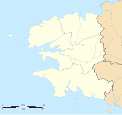 Mapa konturowa Finistère, na dole znajduje się punkt z opisem „Penmarch”