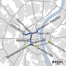 Map of the Inenstadttunnel in its final state 1970