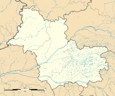 Mapa konturowa Loir-et-Cher, po prawej znajduje się punkt z opisem „Lamotte-Beuvron”