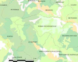 Mapa obce Robiac-Rochessadoule