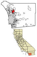 Location of Escondido in San Diego County, California.