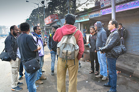 Gathering point in front of Khidderpore tram depot