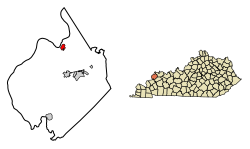 Location of Uniontown in Union County, Kentucky.