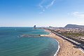 Aerial view of the Promenade and Somorrostro Beach in Barcelona